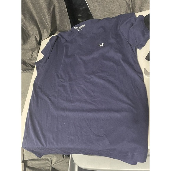 NWT Men's TRUE RELIGION BUDDHA Tee LOGO Ace Blue T Shirt Large(FREE SHIPPING) - Picture 3 of 4